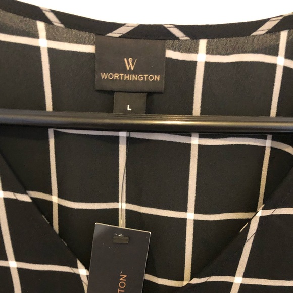 Black grid ruffle sleeve blouse - Picture 3 of 3